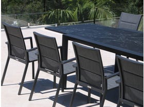 Mona Ceramic Extension Table with Sevilla Padded Chairs 11pc Outdoor Dining Setting