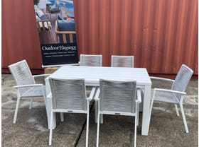 FLOOR STOCK SALE - Adele Table With Sevilla Rope Chairs 7pc Outdoor Dining Setting