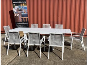 FLOOR STOCK SALE - Bronte Ext Table with Sevilla Rope Chairs 9pc Outdoor Dining Setting