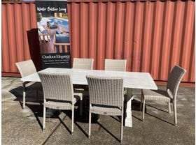 FLOOR STOCK SALE - Vogue Table with Lucerne Chairs 7pc Outdoor Dining Setting