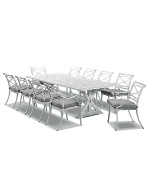 The Valencia with Vogue  Whitewash Outdoor  Setting -11pc 