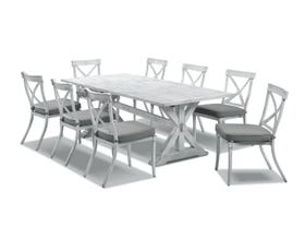 Vogue table with Valencia  Chairs  - 9pc Outdoor Dining Setting