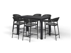 Adele Bar Table with Nivala Bar Chairs -7pc Outdoor Bar Setting 