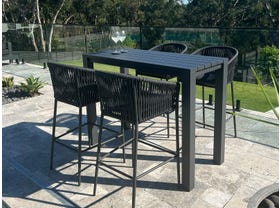 Adele Bar Table with Gizella Bar Chairs -5pc Outdoor Bar Setting 